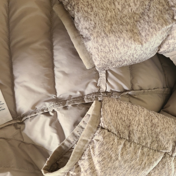 Lands End Mottled Gray White Lightweight Puffer Jacket Coat Size L - Picture 5 of 7